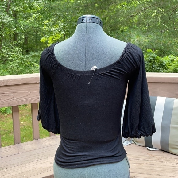 Free People Romantic Black Puff Sleeve Top - Picture 7 of 10